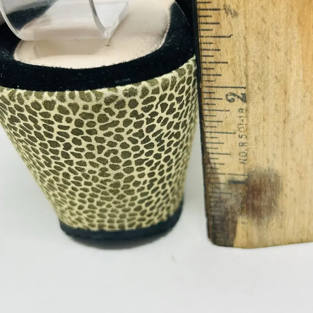 Beautifeel Sandals Black Size 38 Suede Ankle Strap Giraffe Print Wedge Heel